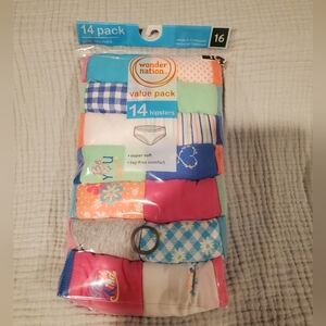Wonder Nation Girls' Hipster Underwear 14-Pack New In Package Size 16